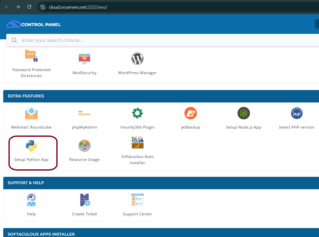 How to use the python selector in control panel knowledge base